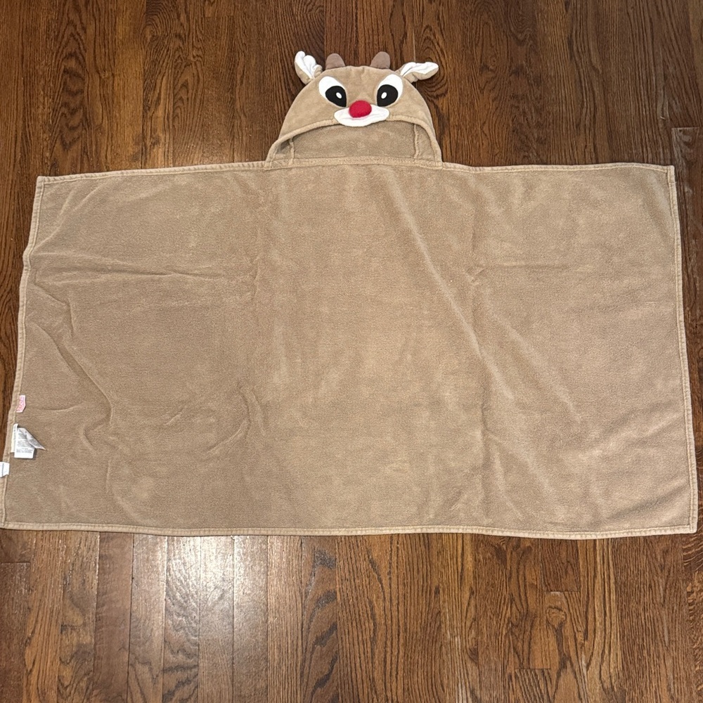 Pottery Barn Kids Tan Hooded reindeer Towel